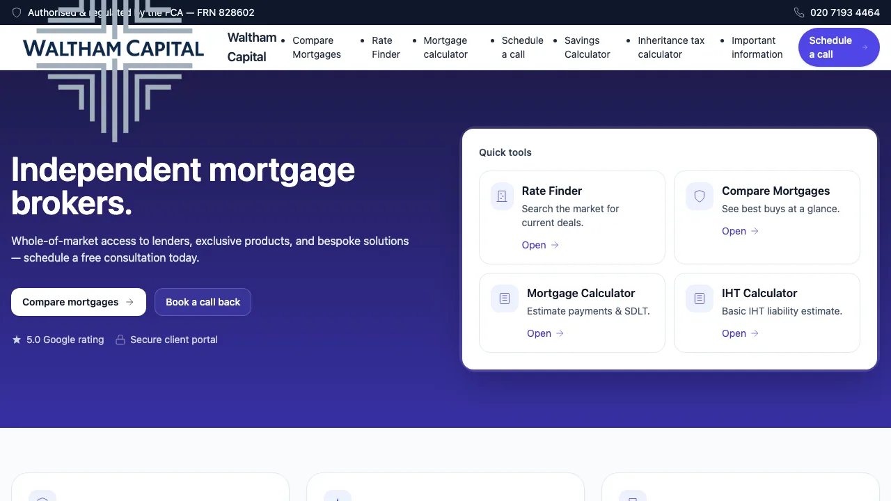 Waltham Capital website preview