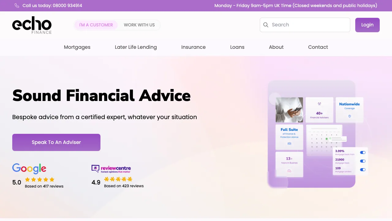 Echo Finance website preview