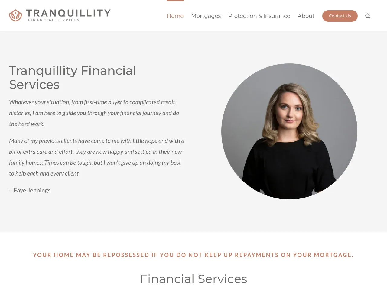 Tranquillity Financial Services website preview