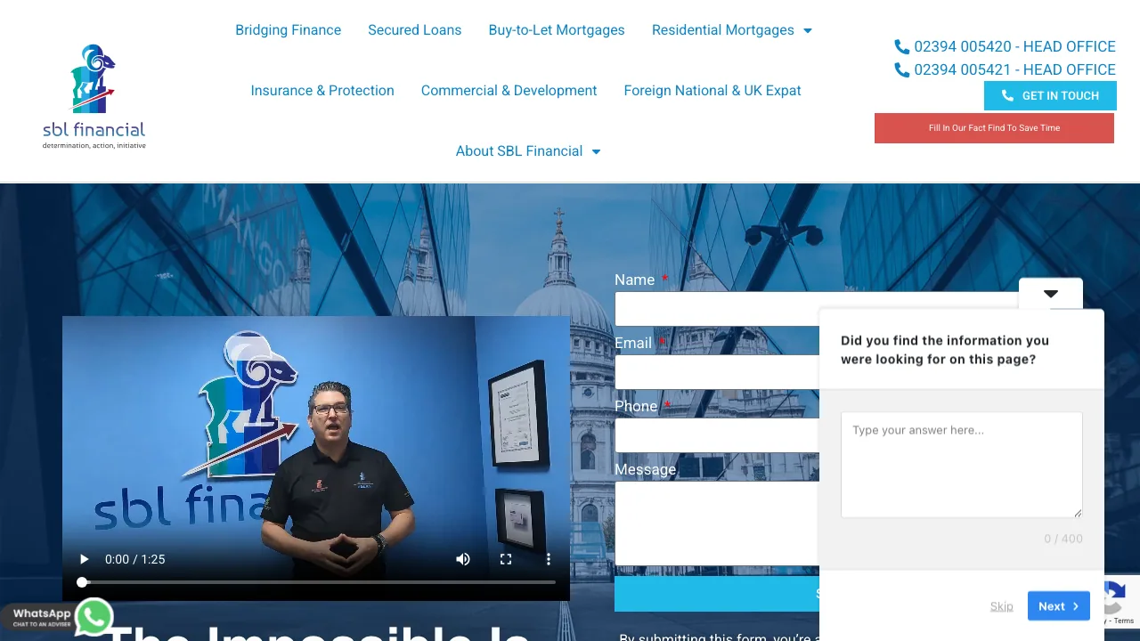 SBL Financial regulated specialist 200 + lender broker website preview