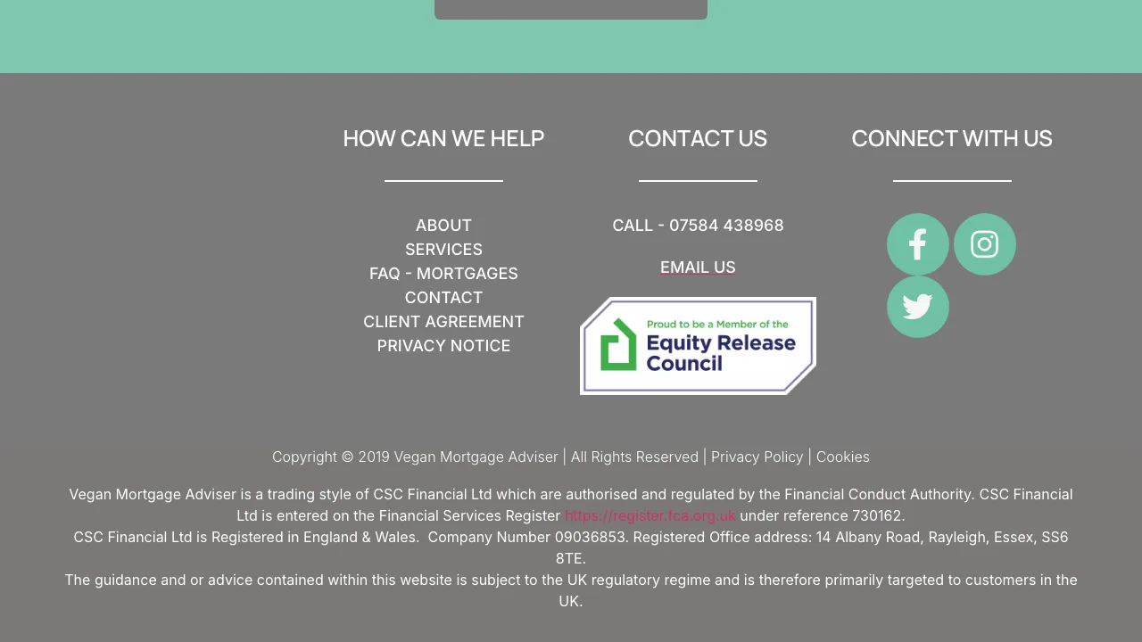 Vegan Mortgage Adviser website preview