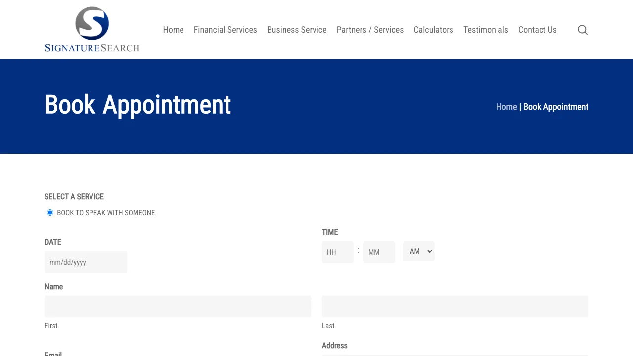 SignatureSearch LTD website preview