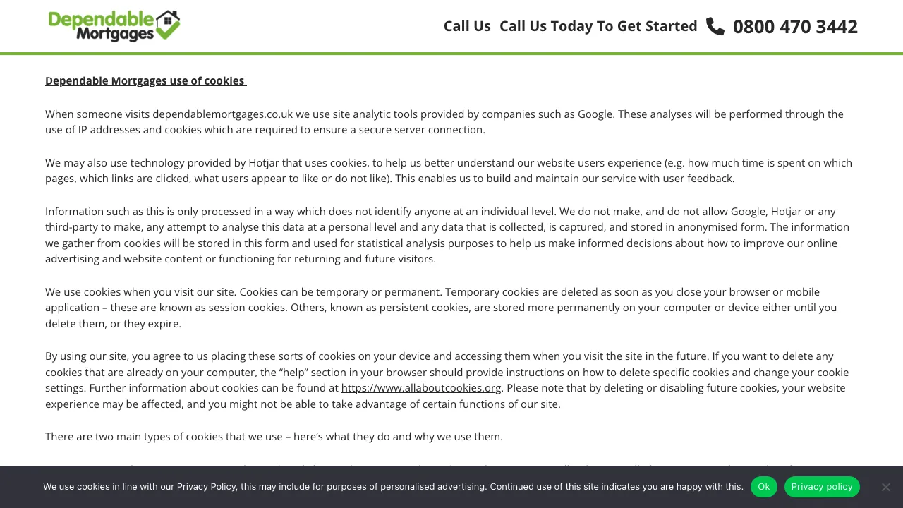 Dependable Mortgages website preview