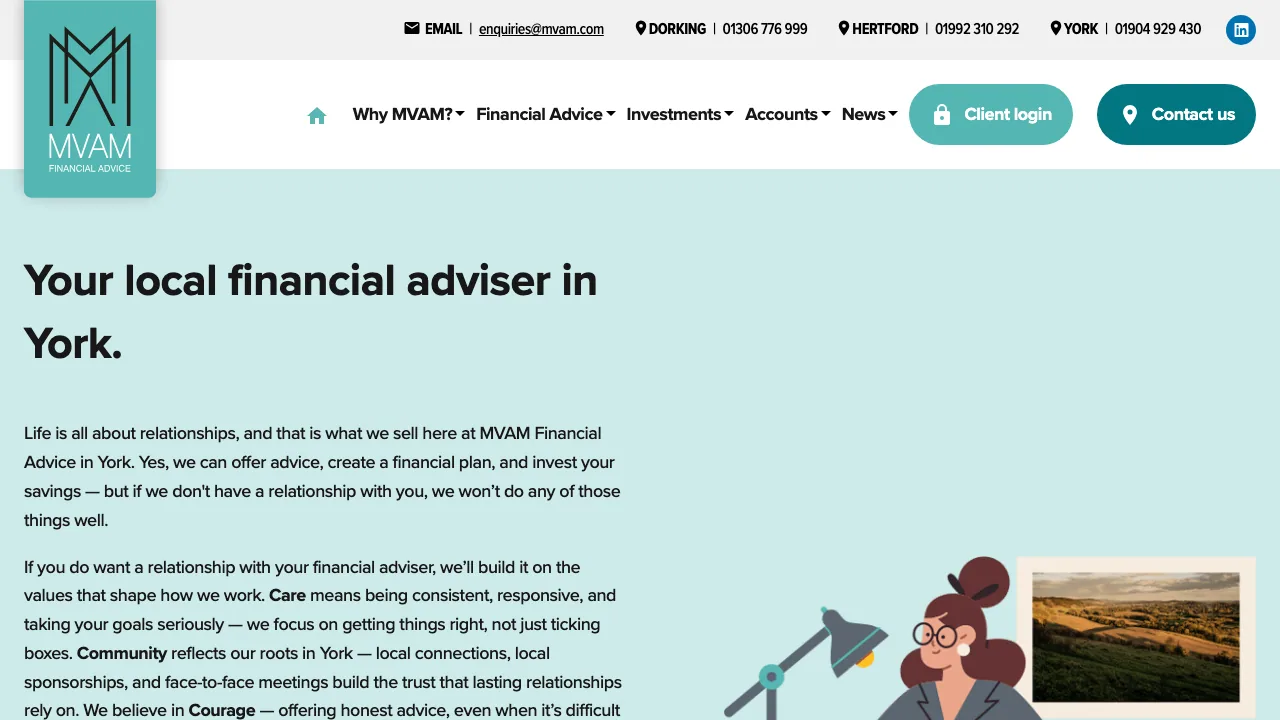 MVAM Financial Advice website preview