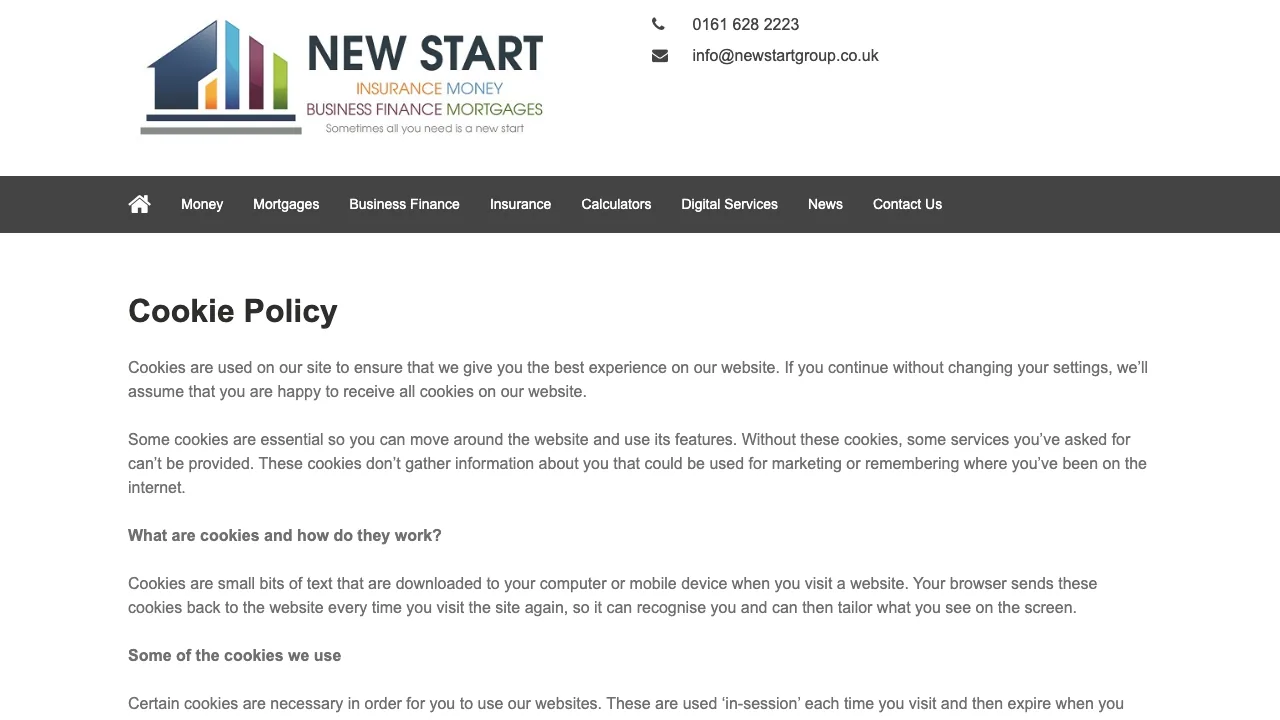 New Start Financial Services website preview