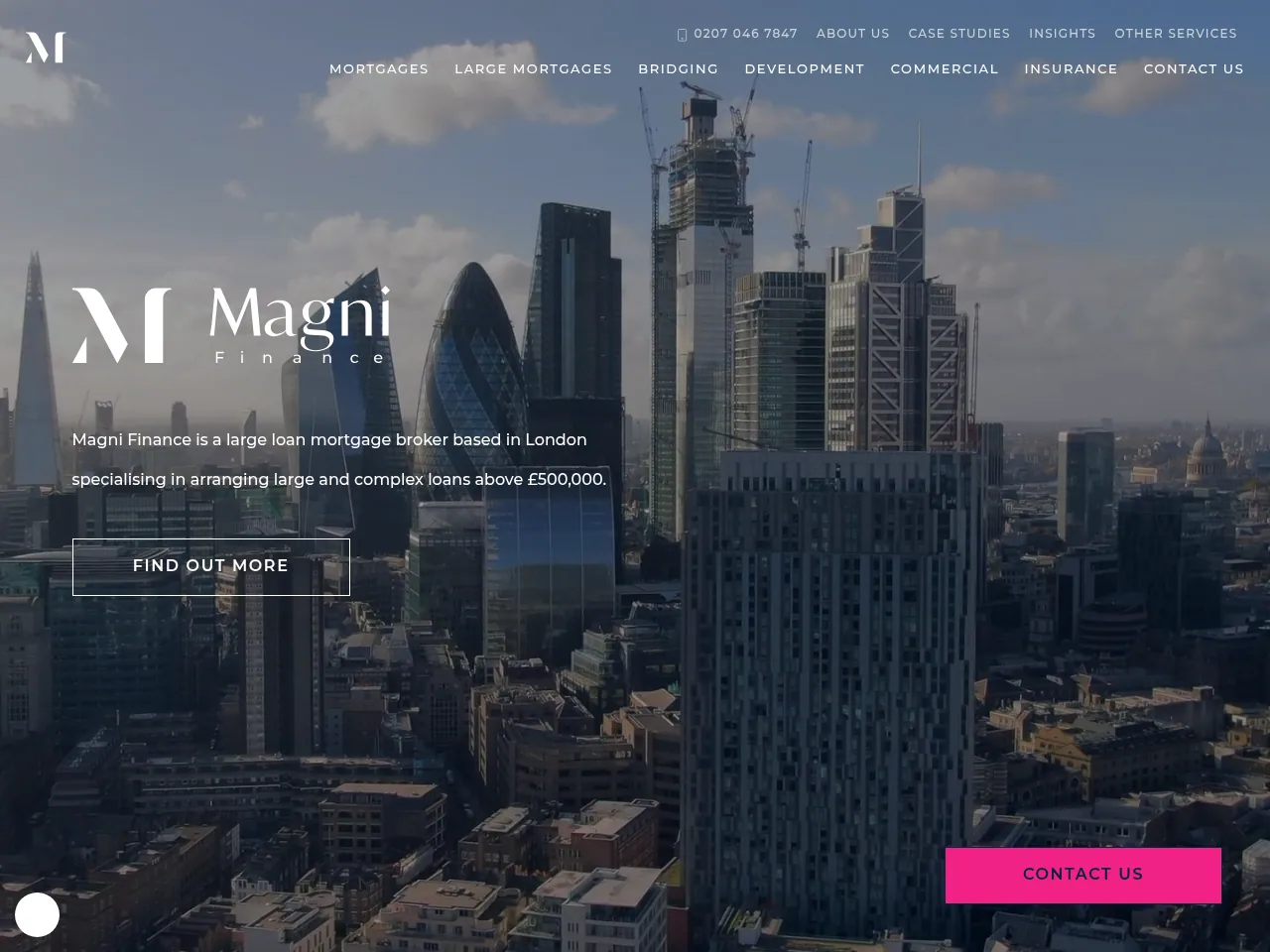 Magni Finance website preview
