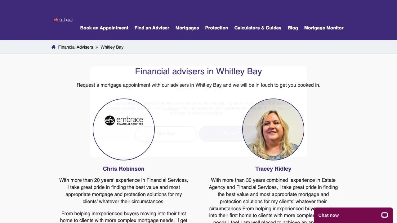 Embrace Financial Services - Whitley Bay website preview