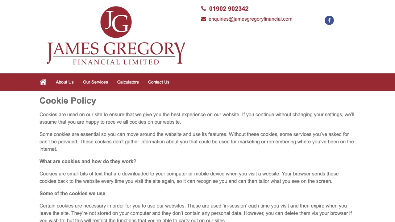 James Gregory Financial Ltd website preview
