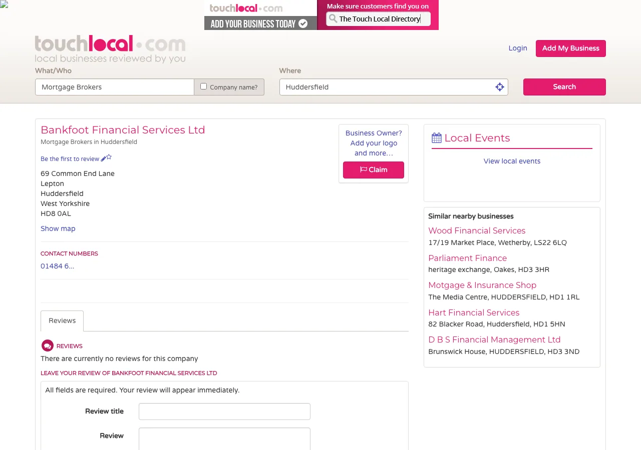 Bankfoot Financial Services website preview