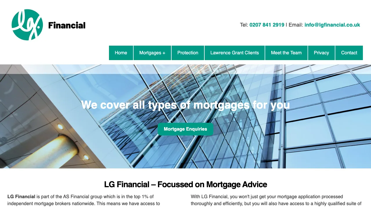LG Financial North West London Mortgage Broker website preview