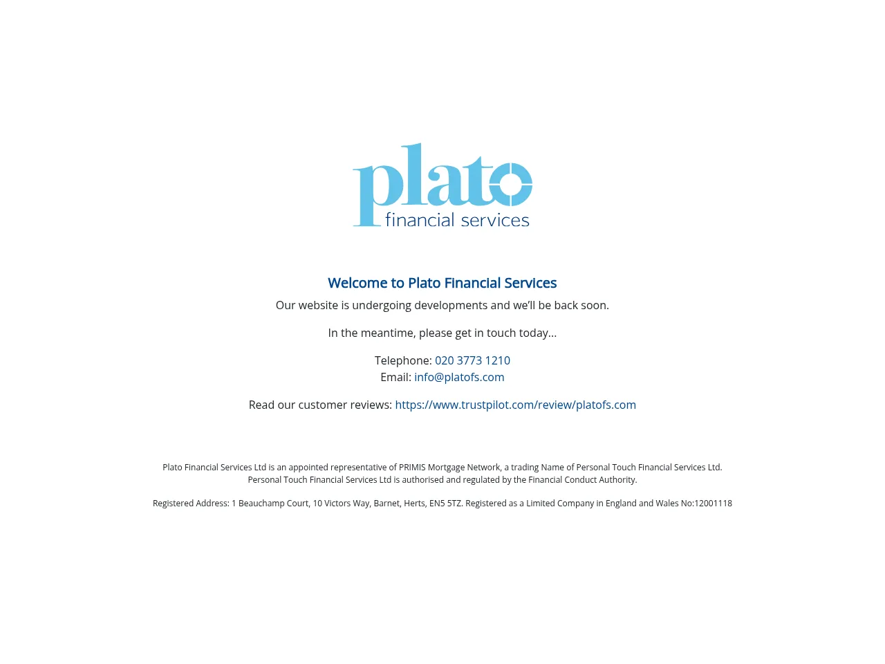 Plato Financial Services website preview